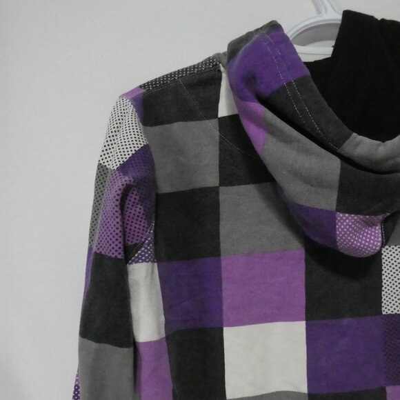 WEST FORTYNINE | medium | Checkered Hoodie With Zip - Hood - Thumbholes *stains - Picture 11 of 16